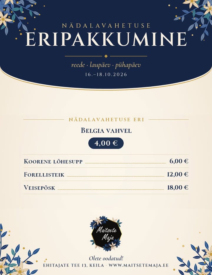NÄDALAVAHETUSE ERIPAKKUMINE – reede–pühapäev 16.–18.10.